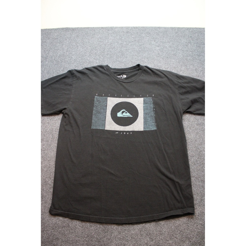 Quiksilver Mens Graphic T-Shirt Black Cotton Logo Est 1969 Size L